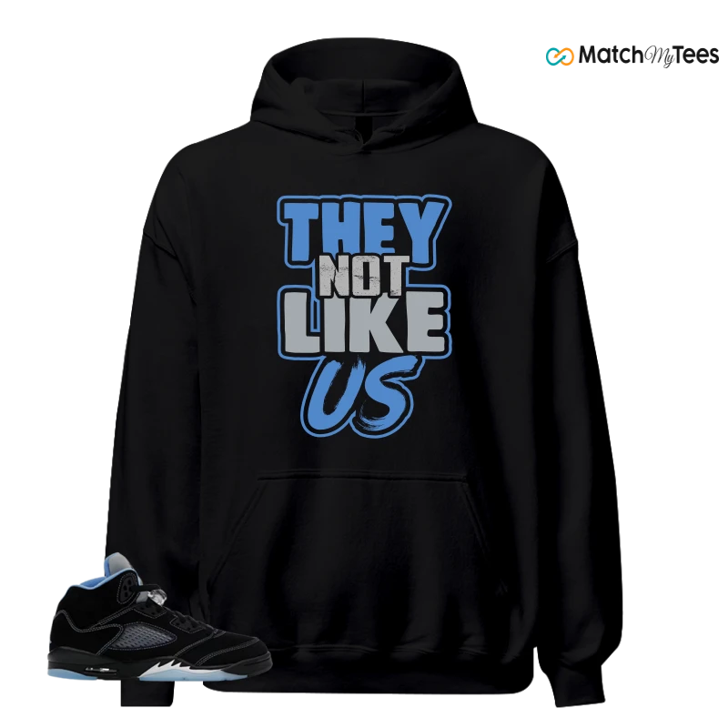 NIKE AIR JORDAN 5 BLACK UNIVERSITY BLUE SNEAKER Matching Tees hoodie
