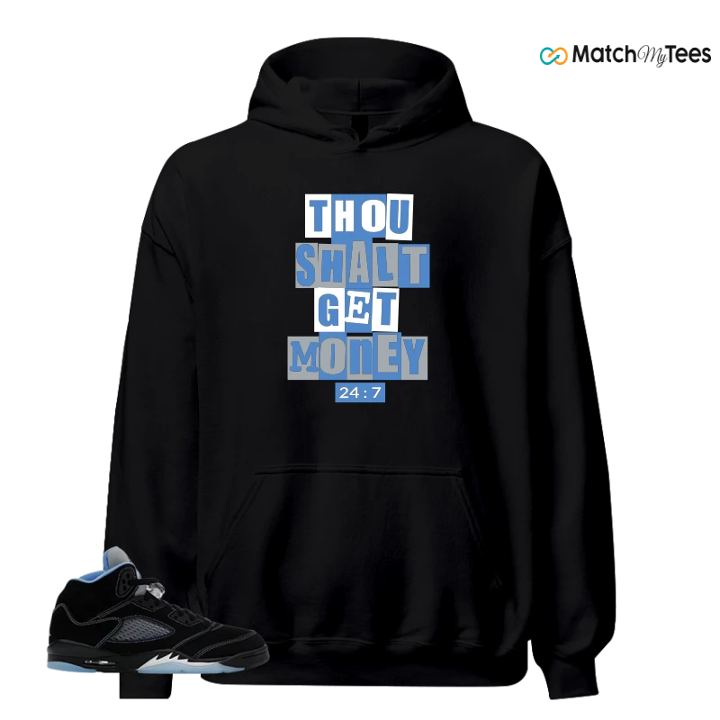 NIKE AIR JORDAN 5 BLACK UNIVERSITY BLUE SNEAKER Matching Tees hoodie