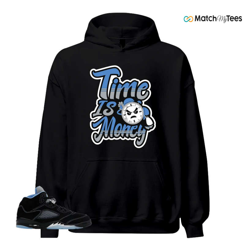 NIKE AIR JORDAN 5 BLACK UNIVERSITY BLUE SNEAKER Matching Tees hoodie