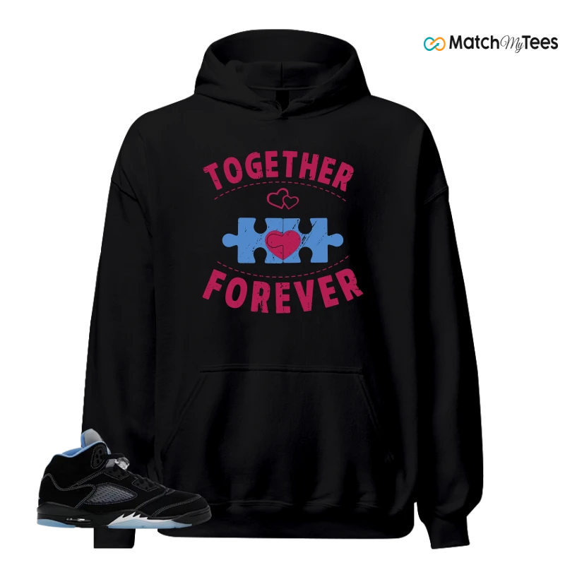 NIKE AIR JORDAN 5 BLACK UNIVERSITY BLUE SNEAKER Matching Tees hoodie