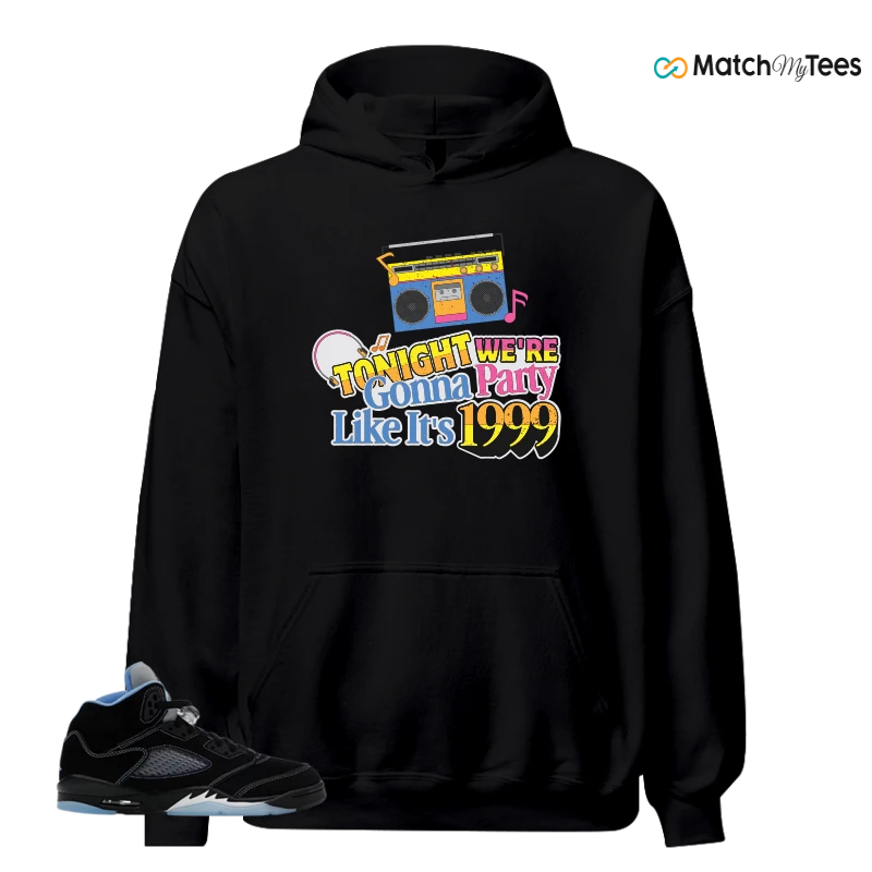 NIKE AIR JORDAN 5 BLACK UNIVERSITY BLUE SNEAKER Matching Tees hoodie