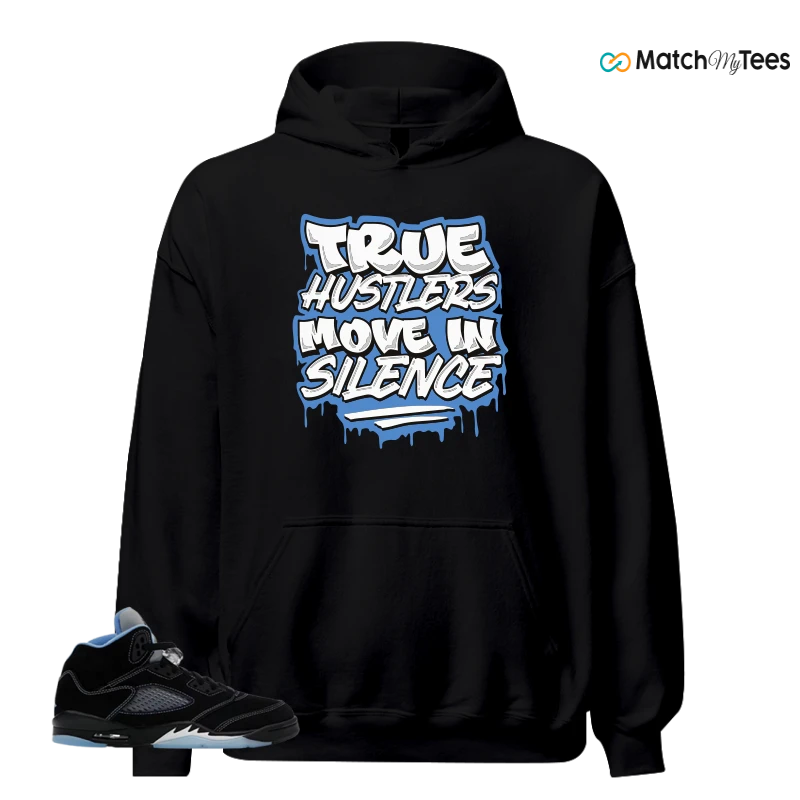 NIKE AIR JORDAN 5 BLACK UNIVERSITY BLUE SNEAKER Matching Tees hoodie