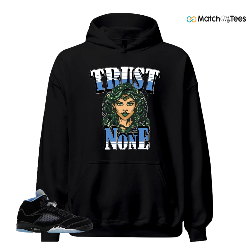 NIKE AIR JORDAN 5 BLACK UNIVERSITY BLUE SNEAKER Matching Tees hoodie