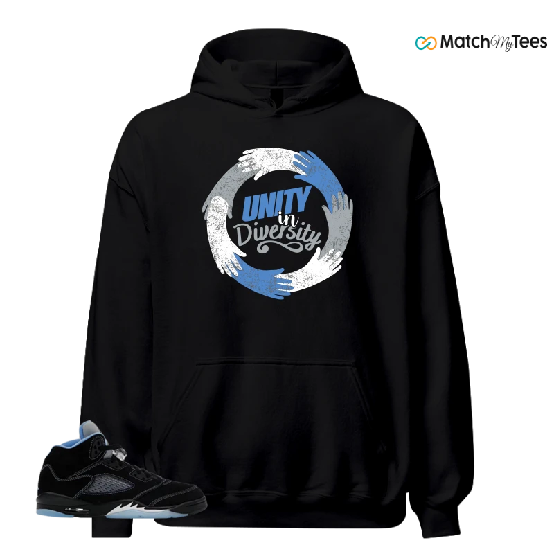 NIKE AIR JORDAN 5 BLACK UNIVERSITY BLUE SNEAKER Matching Tees hoodie
