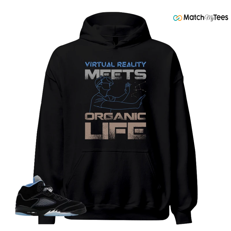 NIKE AIR JORDAN 5 BLACK UNIVERSITY BLUE SNEAKER Matching Tees hoodie