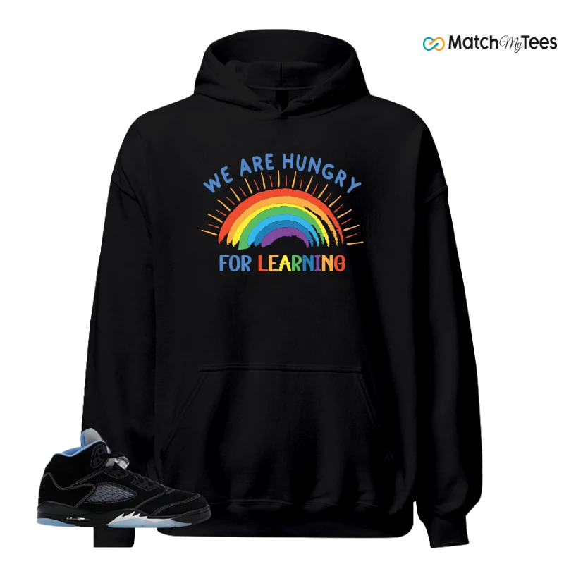 NIKE AIR JORDAN 5 BLACK UNIVERSITY BLUE SNEAKER Matching Tees hoodie
