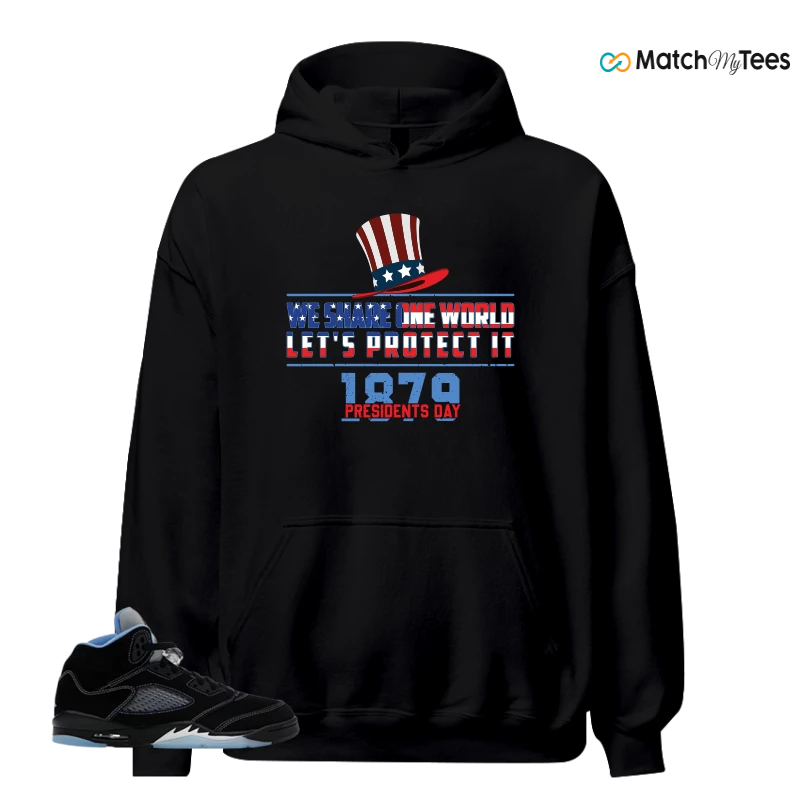 NIKE AIR JORDAN 5 BLACK UNIVERSITY BLUE SNEAKER Matching Tees hoodie