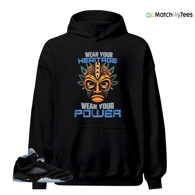NIKE AIR JORDAN 5 BLACK UNIVERSITY BLUE SNEAKER Matching Tees hoodie