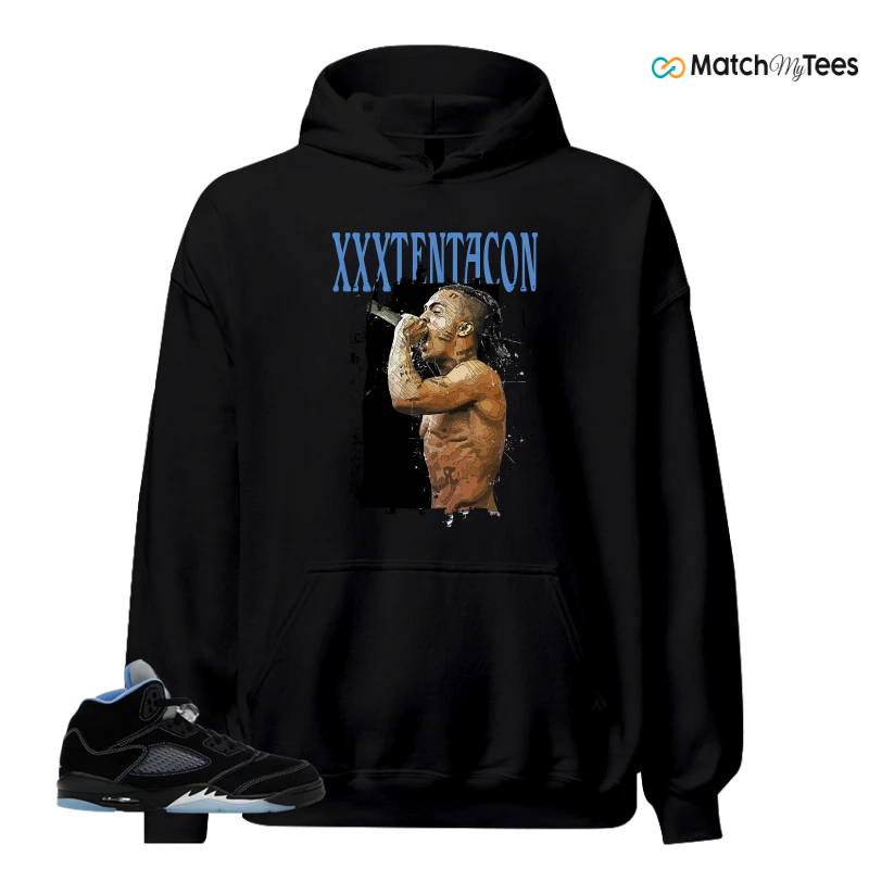 NIKE AIR JORDAN 5 BLACK UNIVERSITY BLUE SNEAKER Matching Tees hoodie
