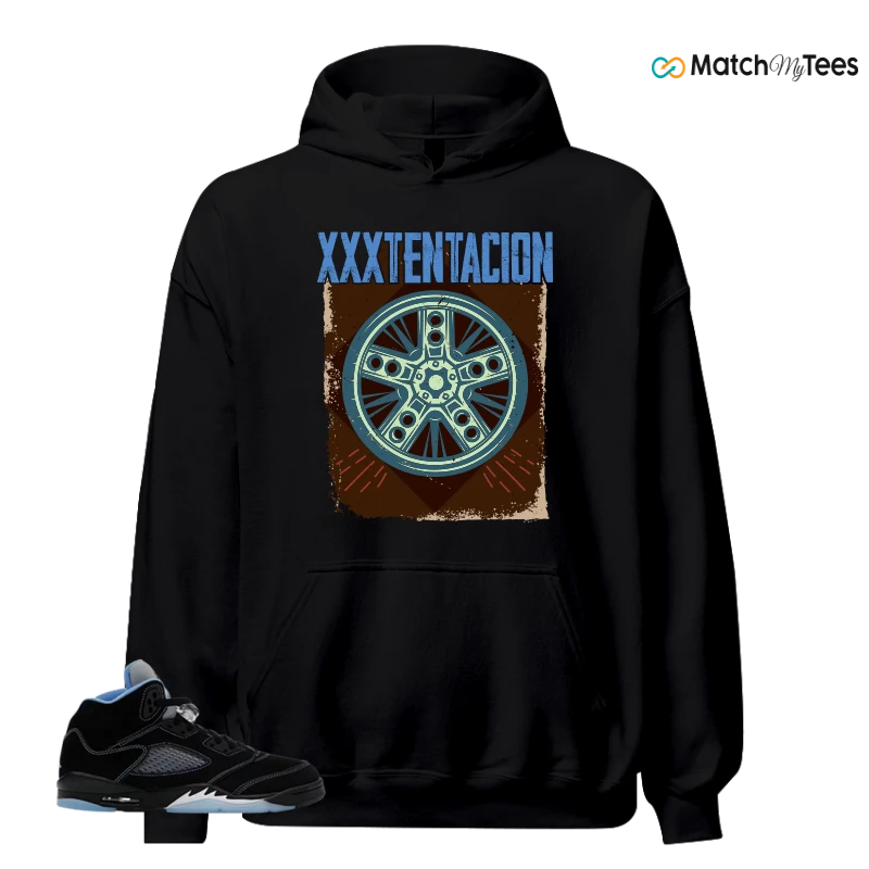 NIKE AIR JORDAN 5 BLACK UNIVERSITY BLUE SNEAKER Matching Tees hoodie