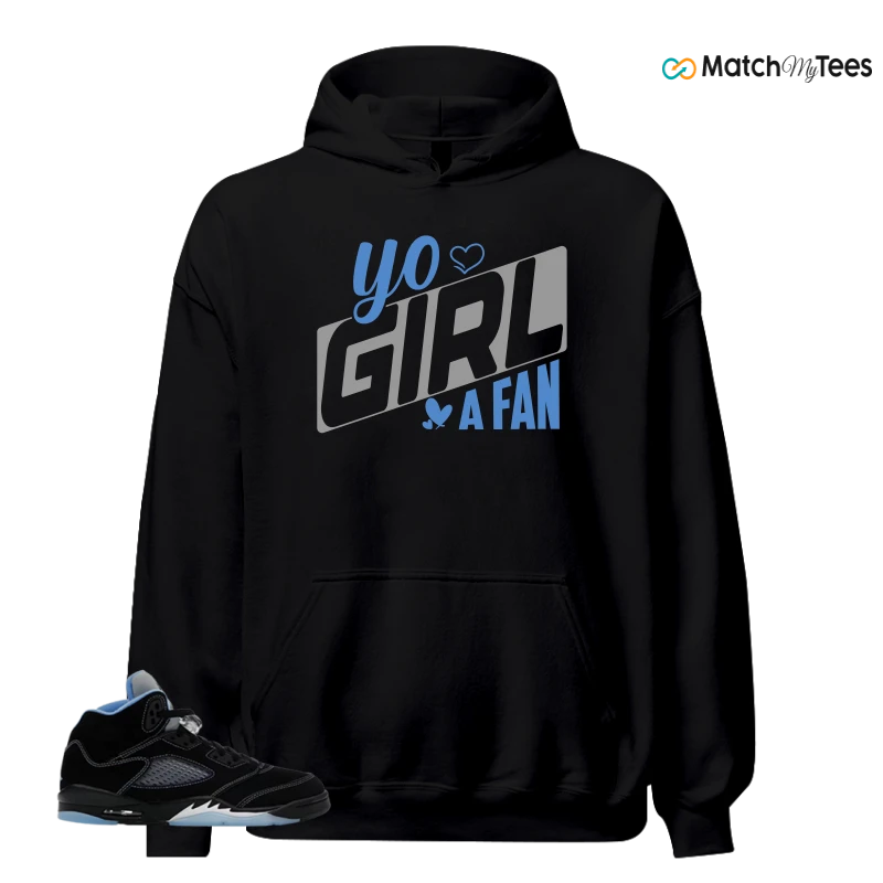 NIKE AIR JORDAN 5 BLACK UNIVERSITY BLUE SNEAKER Matching Tees hoodie