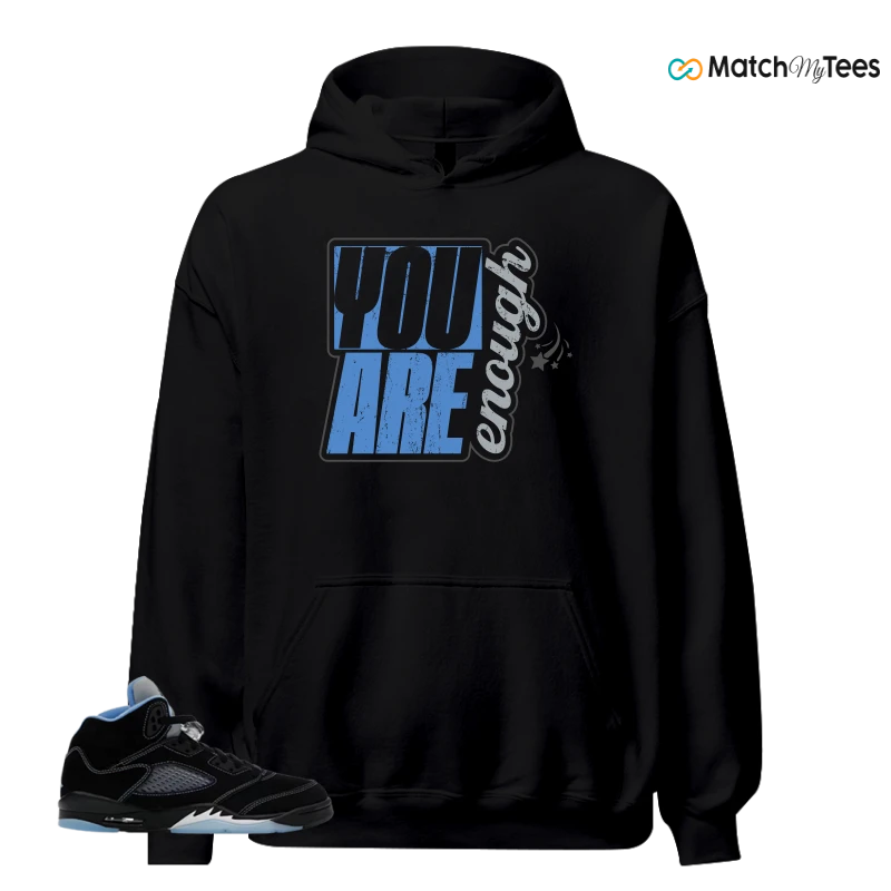 NIKE AIR JORDAN 5 BLACK UNIVERSITY BLUE SNEAKER Matching Tees hoodie