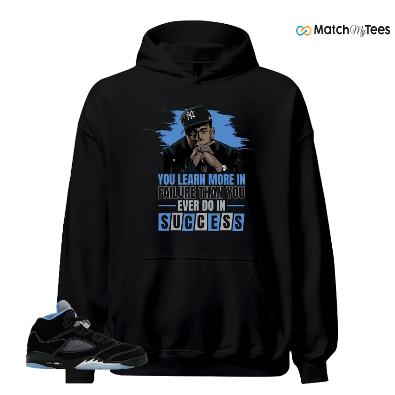 NIKE AIR JORDAN 5 BLACK UNIVERSITY BLUE SNEAKER Matching Tees hoodie