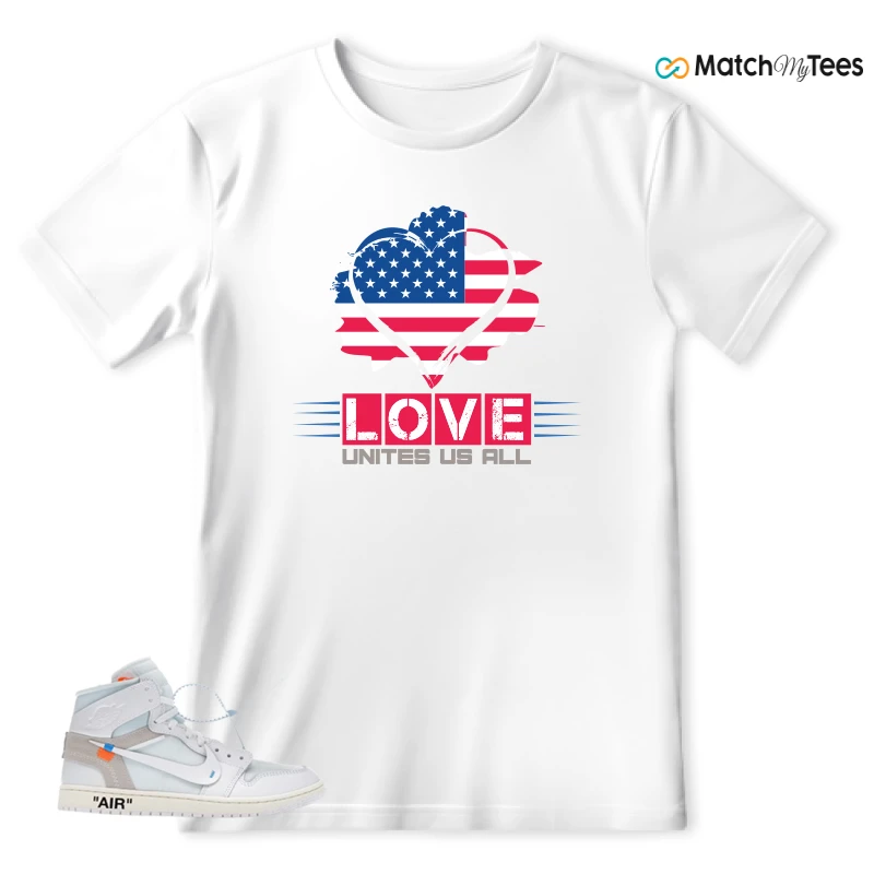 NEKE AIR JORDAN 1 RETRO HIGH OG VIRGIL ABLOH ARCHIVE ALASKA SNEAKER Matching Tees t-shirt