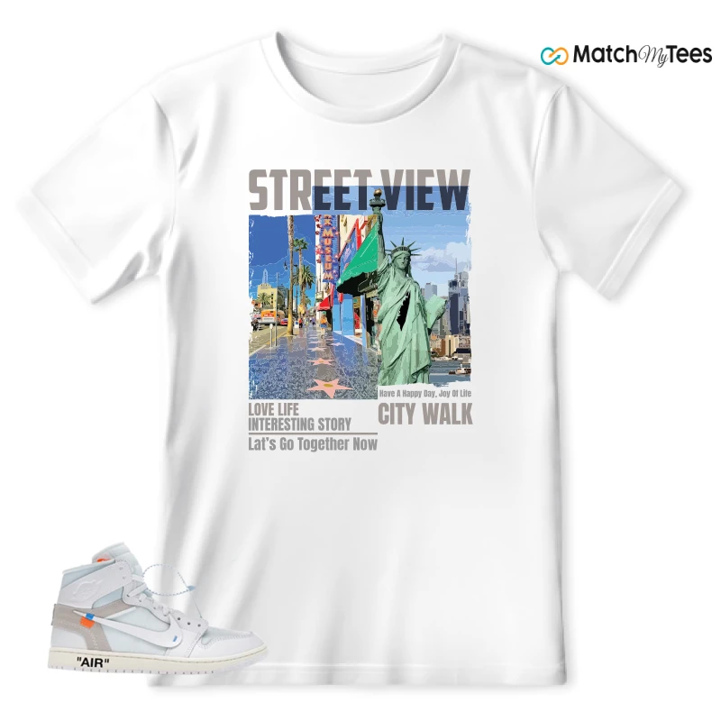 NEKE AIR JORDAN 1 RETRO HIGH OG VIRGIL ABLOH ARCHIVE ALASKA SNEAKER Matching Tees t-shirt