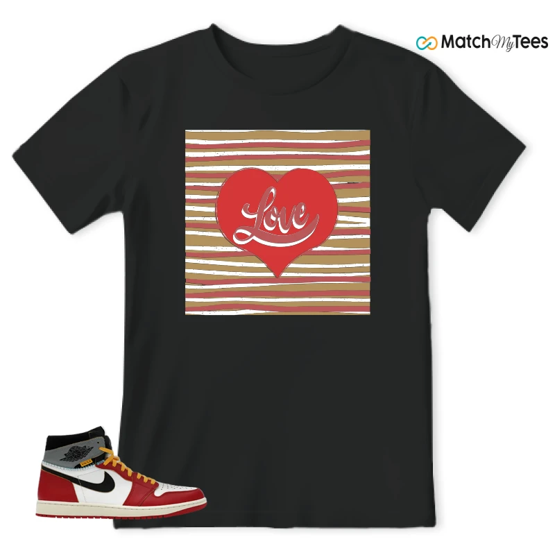 NIKE AIR JORDAN 1 HIGH X UNION LA SNEAKER/VARSITY RED/BLACK-SAIL-SHADOW GREY-MUSLIN matching T-shirt