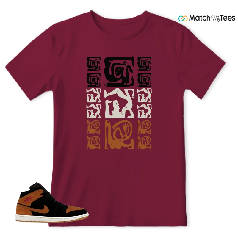 NIKE AIR JORDAN 1 MID BLACK FLAX SNEAKER Matching Tees t-shirt