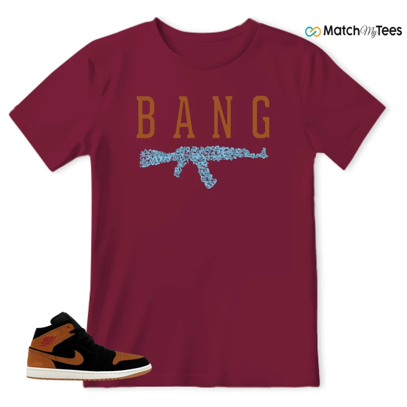 NIKE AIR JORDAN 1 MID BLACK FLAX SNEAKER Matching Tees t-shirt
