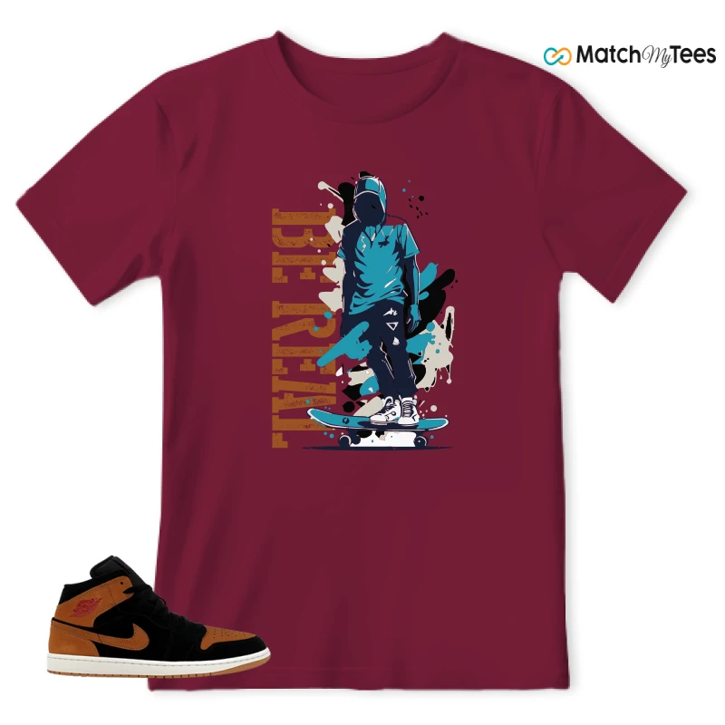 NIKE AIR JORDAN 1 MID BLACK FLAX SNEAKER Matching Tees t-shirt