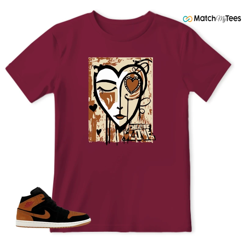 NIKE AIR JORDAN 1 MID BLACK FLAX SNEAKER Matching Tees t-shirt