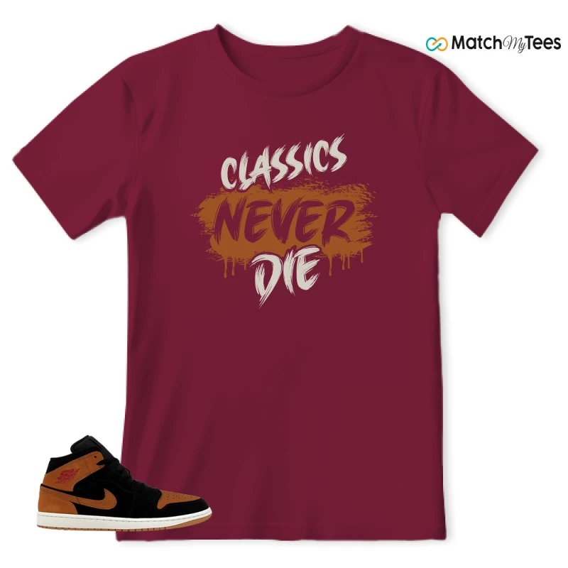 NIKE AIR JORDAN 1 MID BLACK FLAX SNEAKER Matching Tees t-shirt