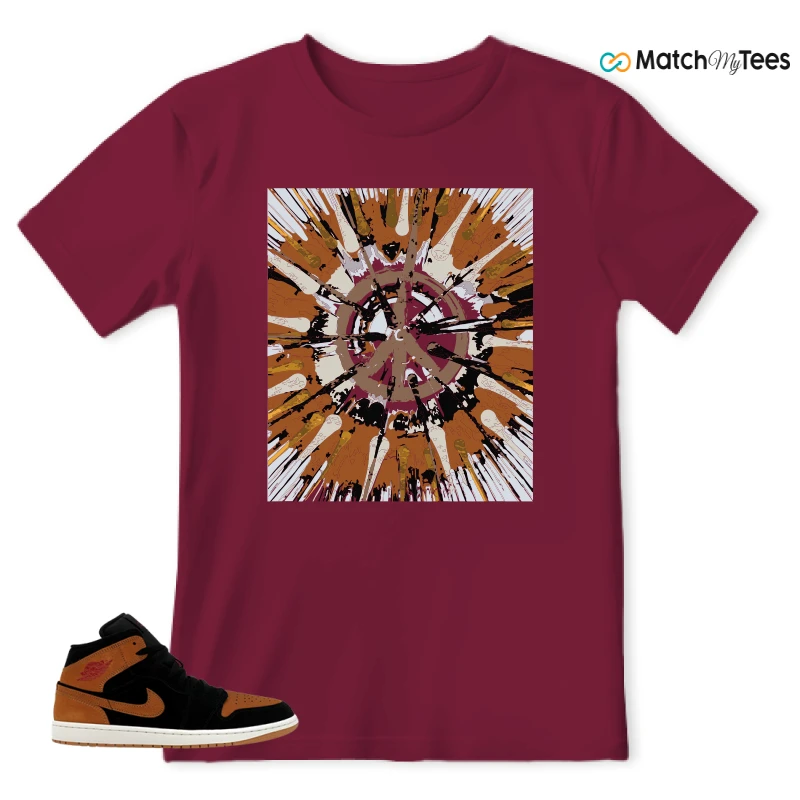 NIKE AIR JORDAN 1 MID BLACK FLAX SNEAKER Matching Tees t-shirt