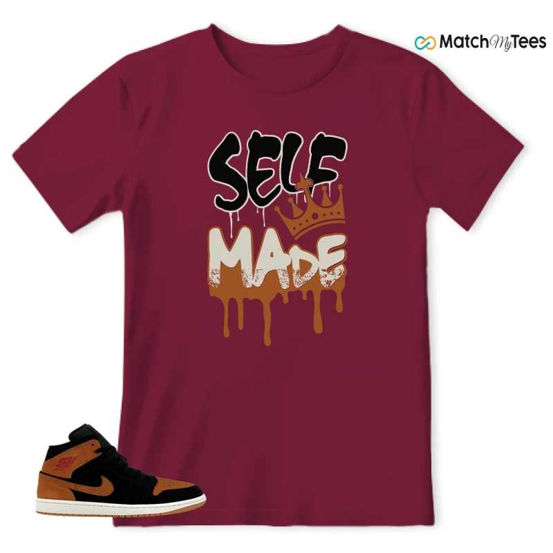 NIKE AIR JORDAN 1 MID BLACK FLAX SNEAKER Matching Tees t-shirt