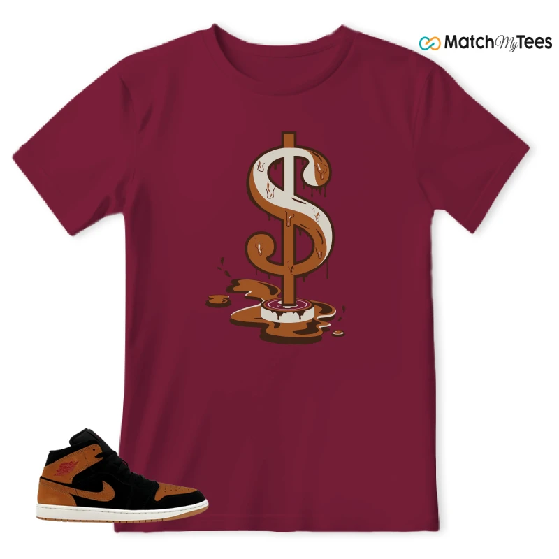NIKE AIR JORDAN 1 MID BLACK FLAX SNEAKER Matching Tees t-shirt