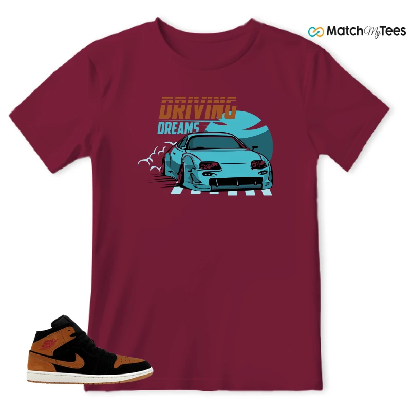 NIKE AIR JORDAN 1 MID BLACK FLAX SNEAKER Matching Tees t-shirt