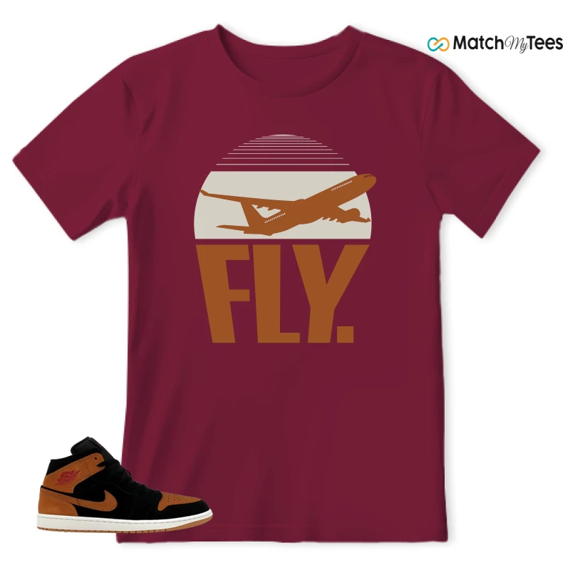 NIKE AIR JORDAN 1 MID BLACK FLAX SNEAKER Matching Tees t-shirt