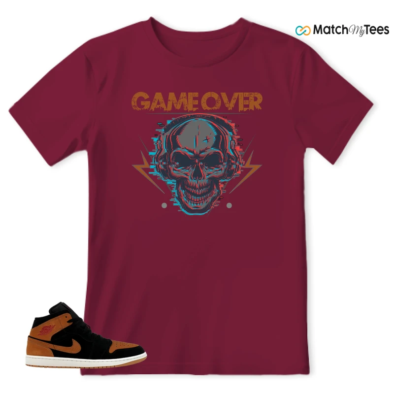 NIKE AIR JORDAN 1 MID BLACK FLAX SNEAKER Matching Tees t-shirt