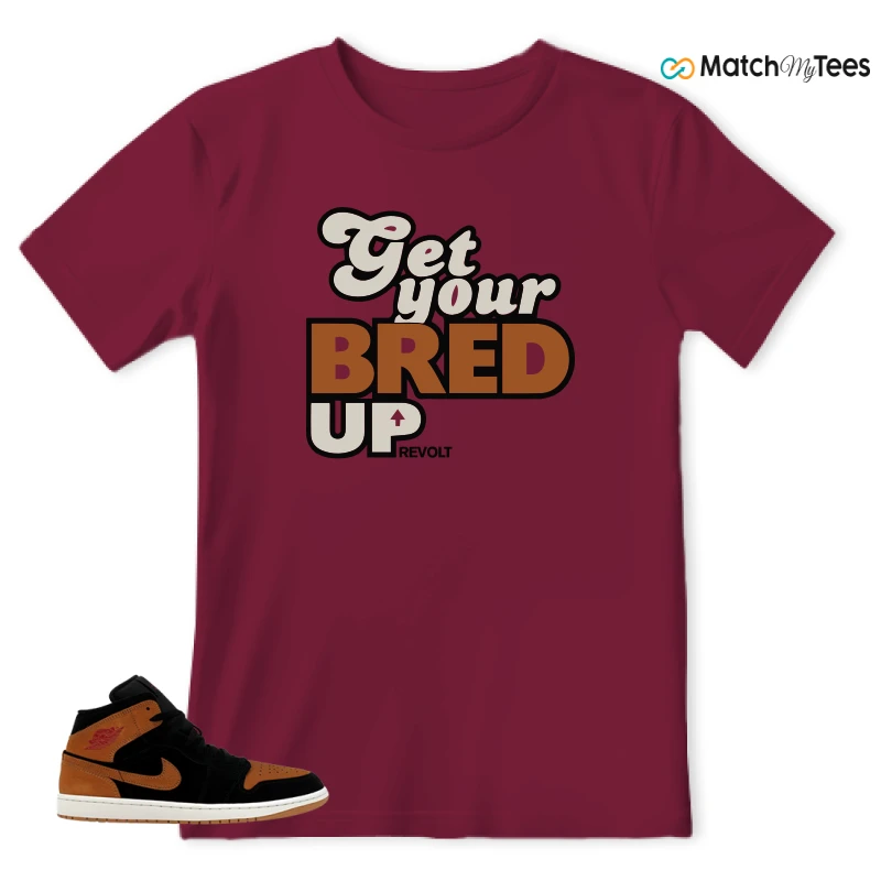 NIKE AIR JORDAN 1 MID BLACK FLAX SNEAKER Matching Tees t-shirt