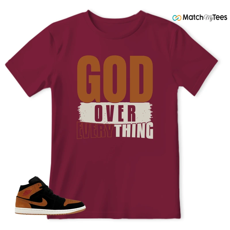 NIKE AIR JORDAN 1 MID BLACK FLAX SNEAKER Matching Tees t-shirt