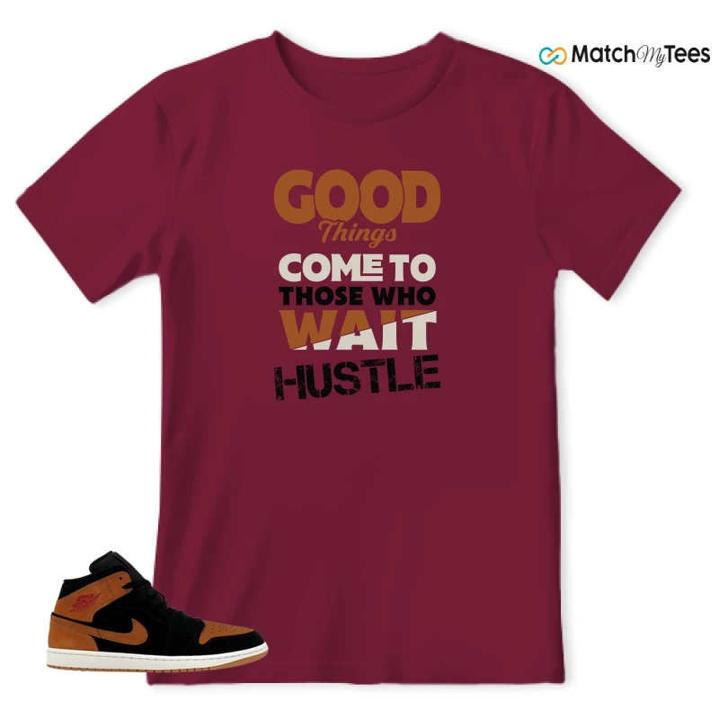 NIKE AIR JORDAN 1 MID BLACK FLAX SNEAKER Matching Tees t-shirt