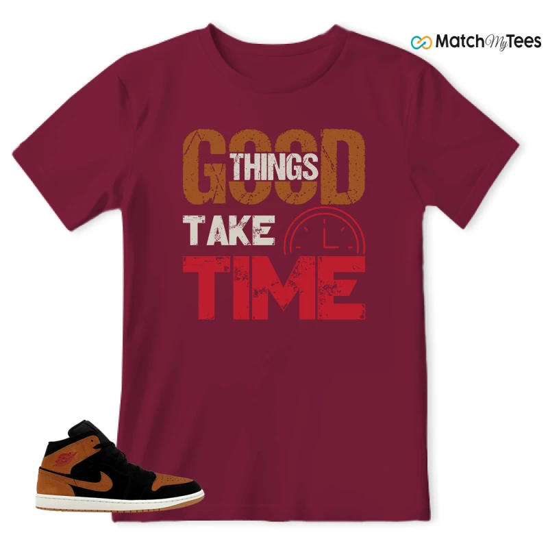 NIKE AIR JORDAN 1 MID BLACK FLAX SNEAKER Matching Tees t-shirt