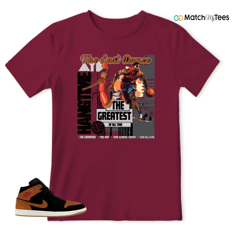 NIKE AIR JORDAN 1 MID BLACK FLAX SNEAKER Matching Tees t-shirt