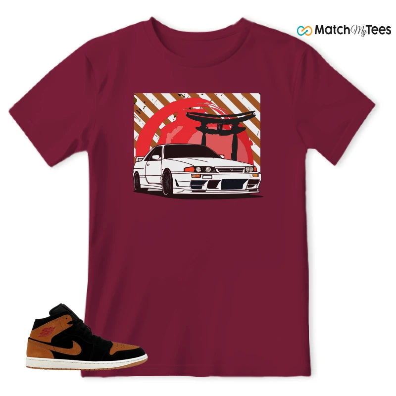 NIKE AIR JORDAN 1 MID BLACK FLAX SNEAKER Matching Tees t-shirt