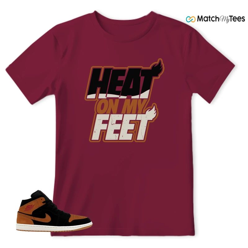 NIKE AIR JORDAN 1 MID BLACK FLAX SNEAKER Matching Tees t-shirt