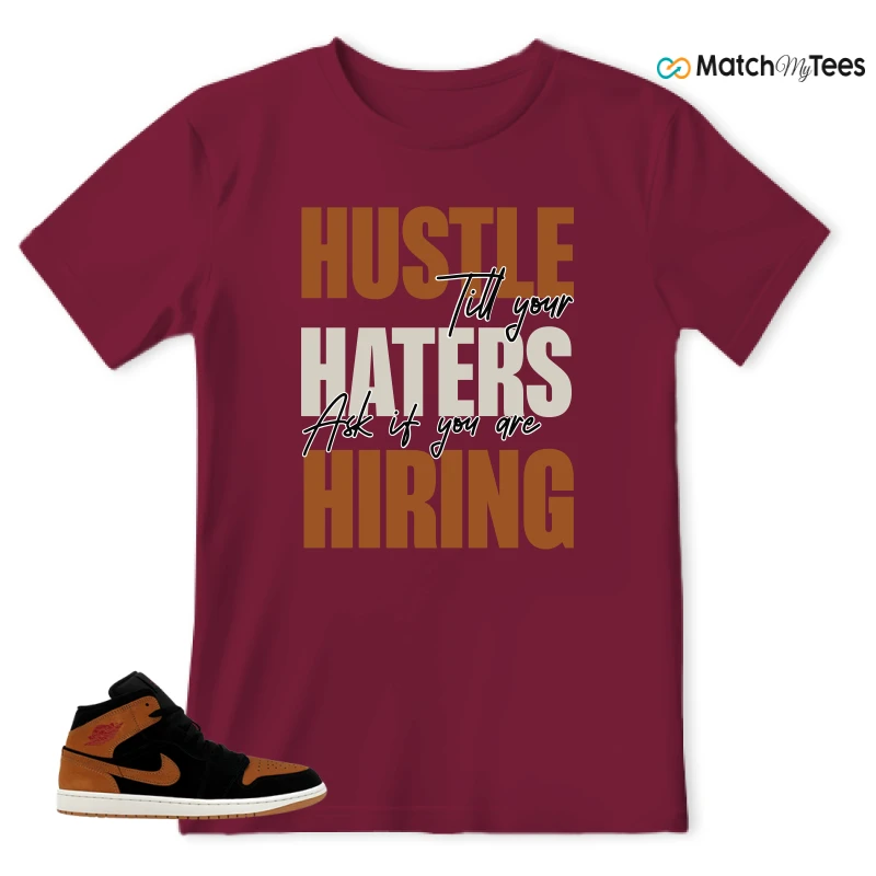 NIKE AIR JORDAN 1 MID BLACK FLAX SNEAKER Matching Tees t-shirt