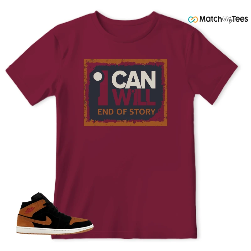 NIKE AIR JORDAN 1 MID BLACK FLAX SNEAKER Matching Tees t-shirt