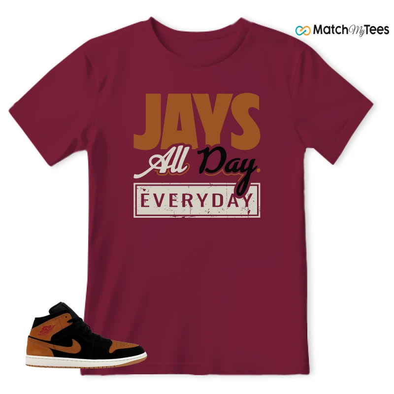 NIKE AIR JORDAN 1 MID BLACK FLAX SNEAKER Matching Tees t-shirt