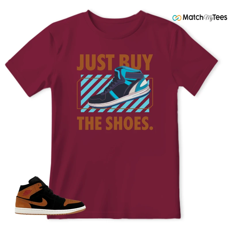 NIKE AIR JORDAN 1 MID BLACK FLAX SNEAKER Matching Tees t-shirt