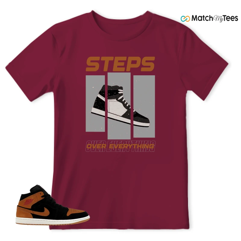 NIKE AIR JORDAN 1 MID BLACK FLAX SNEAKER Matching Tees t-shirt