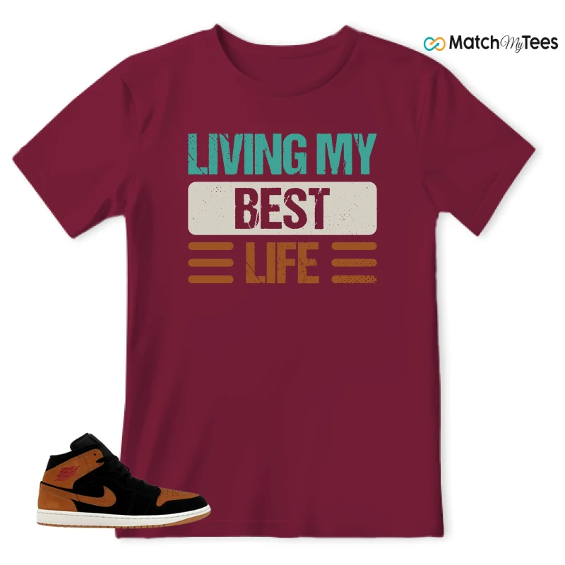 NIKE AIR JORDAN 1 MID BLACK FLAX SNEAKER Matching Tees t-shirt