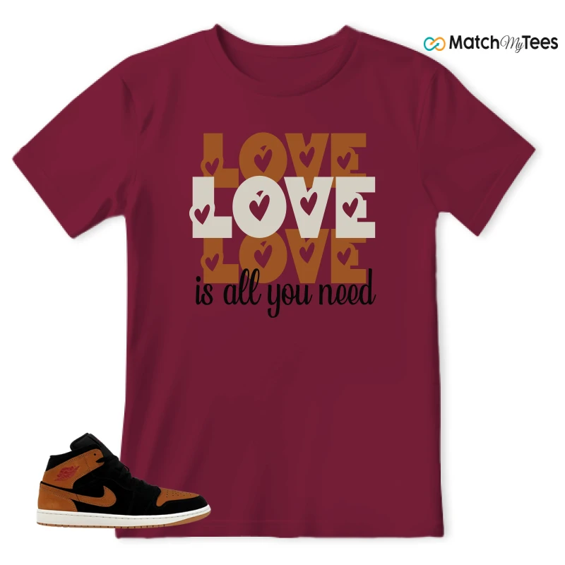 NIKE AIR JORDAN 1 MID BLACK FLAX SNEAKER Matching Tees t-shirt