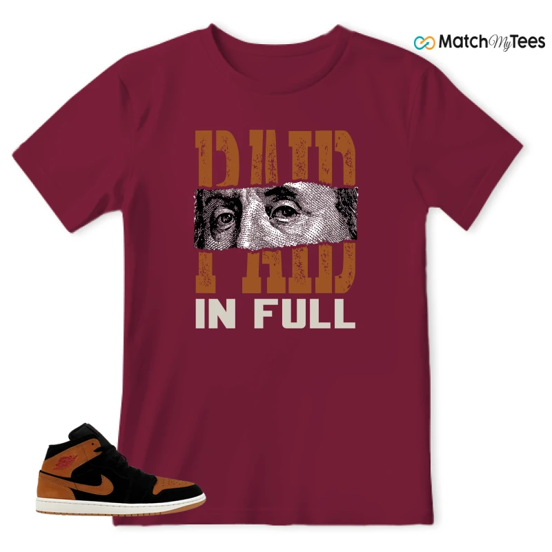 NIKE AIR JORDAN 1 MID BLACK FLAX SNEAKER Matching Tees t-shirt