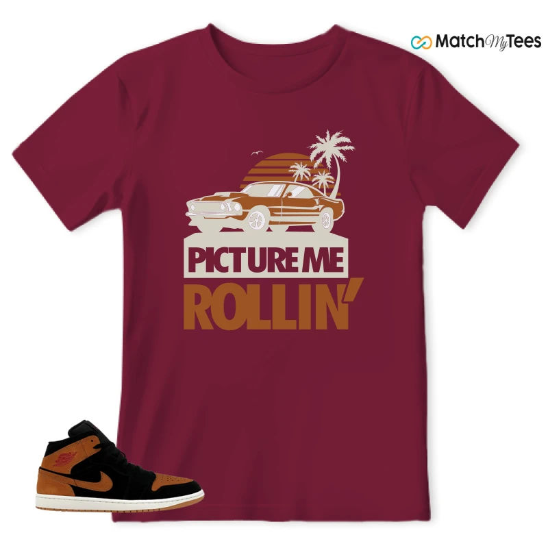 NIKE AIR JORDAN 1 MID BLACK FLAX SNEAKER Matching Tees t-shirt