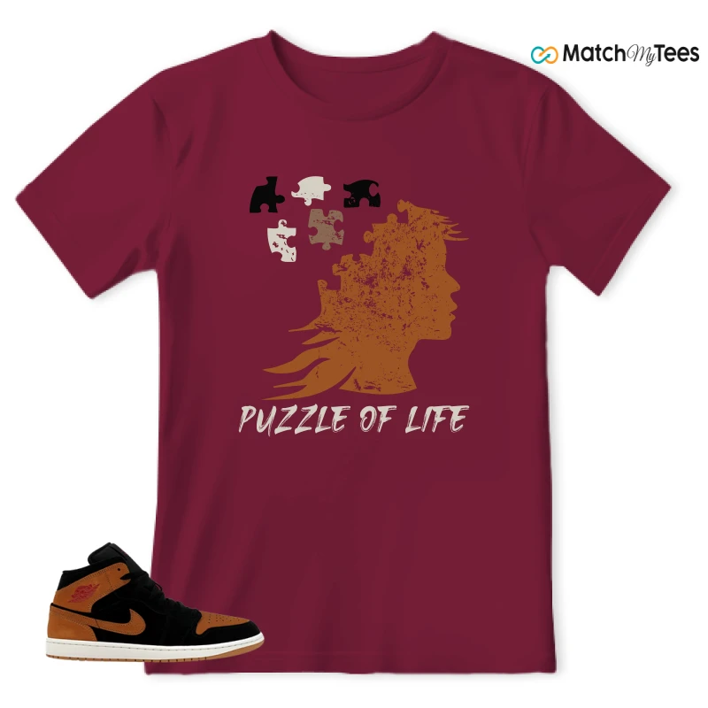 NIKE AIR JORDAN 1 MID BLACK FLAX SNEAKER Matching Tees t-shirt