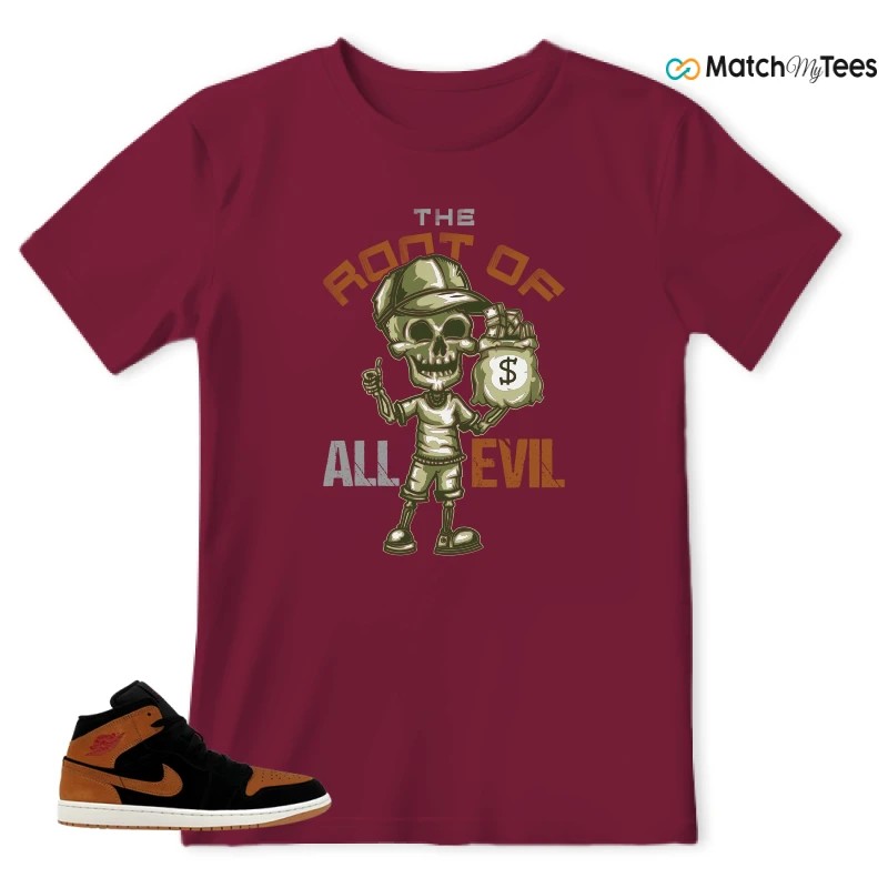 NIKE AIR JORDAN 1 MID BLACK FLAX SNEAKER Matching Tees t-shirt