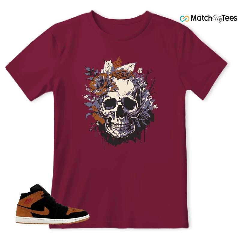 NIKE AIR JORDAN 1 MID BLACK FLAX SNEAKER Matching Tees t-shirt